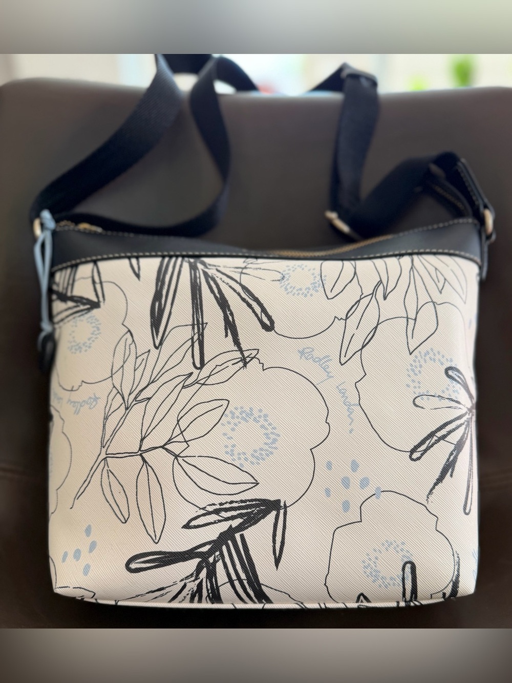 RADLEY LONDON Black & Cream Floral-Print Crossbody Bag